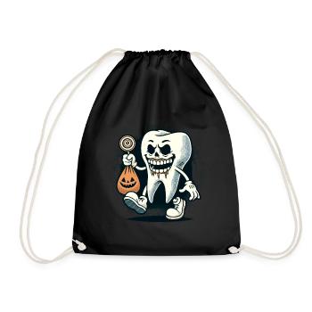 Undead Zombie Tooth Halloween Costume Decoration - Drawstring Bag - black - Front