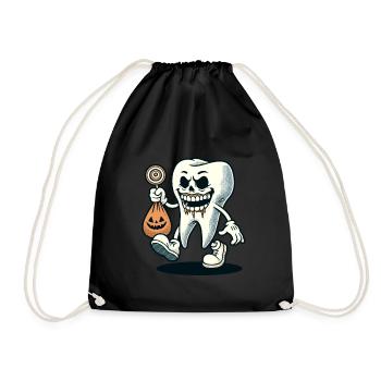 Halloween Dental Hygiene Funny Zombie Tooth - Drawstring Bag - black - Front