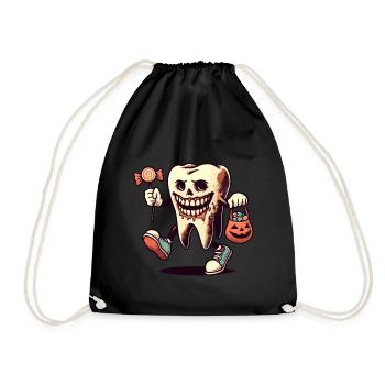 Halloween Dental Hygiene Funny Zombie Tooth - Drawstring Bag - black - Front