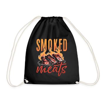 Pulled Pork BBQ Smoked Meats Grilled Meat Lover - Drawstring Bag - black - Front