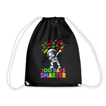Astronaut Dabbing School 100 Days Smarter Smarter - Drawstring Bag - black - Front