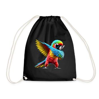 Funny Dabbing Parrot Bird Animal Lover Bird - Drawstring Bag - black - Front