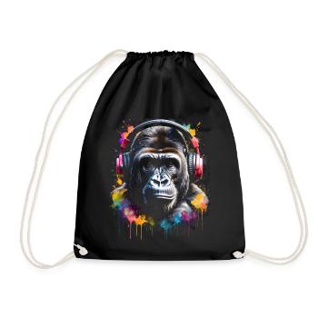 Gorille casque singe coloré Animal Design Print - Sac de sport léger - noir - Devant