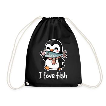 Pinguin Fisch Restaurant Liebhaber Ich Liebe Fisch - Turnbeutel - Schwarz - Vorne
