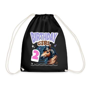 Cheval 2ème Anniversaire Fille Enfants - Sac de sport léger - noir - Devant