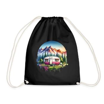 Camping Camper Caravan - Drawstring Bag - black - Front