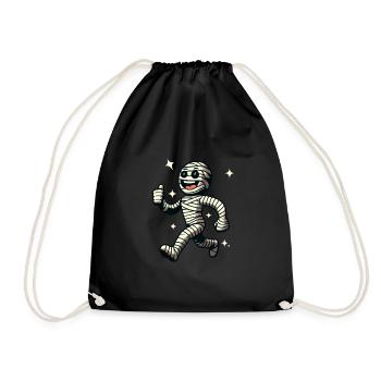 Retro Vintage Style Halloween Costume Decoration Mummy - Drawstring Bag - black - Front