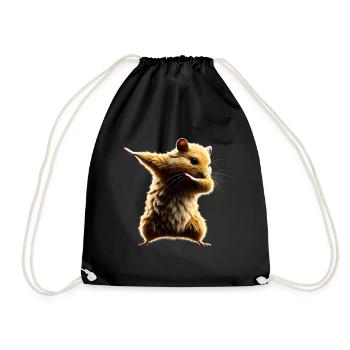 Funny Dabbing Hamster Rodent Animal Lover - Drawstring Bag - black - Front