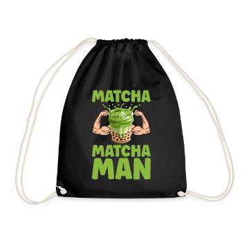 Japanischer Matcha Tee Grüntee Matcha Latte - Turnbeutel - Schwarz - Vorne