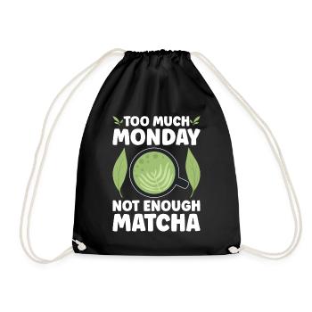 Japanischer Matcha Tee Grüntee Matcha Latte - Turnbeutel - Schwarz - Vorne