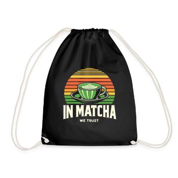 Japanischer Matcha Tee Grüntee Matcha Latte - Turnbeutel - Schwarz - Vorne
