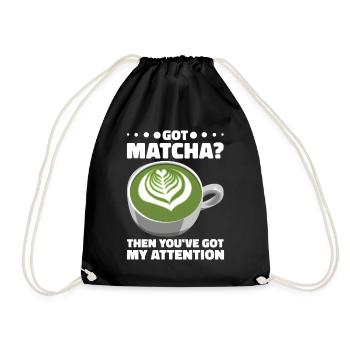 Japanischer Matcha Tee Grüntee Matcha Latte - Turnbeutel - Schwarz - Vorne