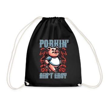 Pulled Pork BBQ Porkin' Ain't Easy Grilled Meat - Turnbeutel - Schwarz - Vorne