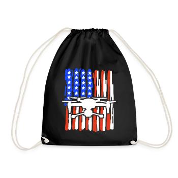 Drohne amerikanische Flagge Quadrocopter Pilot - Turnbeutel - Schwarz - Vorne