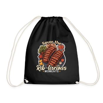 Ribs Barbecue Savor The Rib-liscious Meat Lover - Drawstring Bag - black - Front
