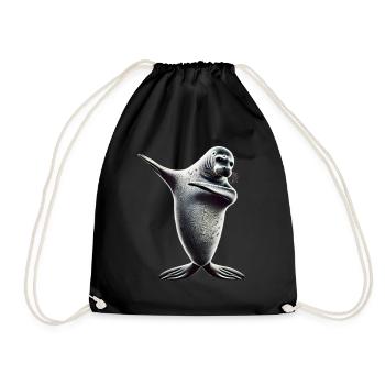 Funny Dabbing Seal Animal Lover Safari Ocean - Drawstring Bag - black - Front