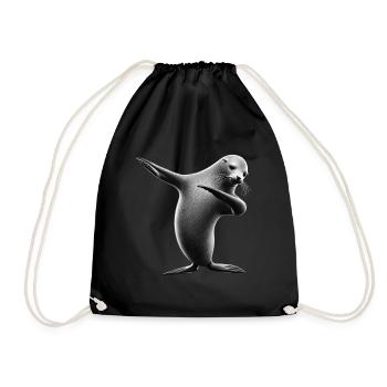 Funny Dabbing Seal Animal Lover Safari Ocean - Drawstring Bag - black - Front