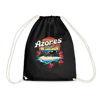 Azores Portugal Souvenir - Tropische Insel - Turnbeutel - Schwarz - Vorne
