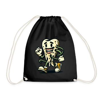 Halloween Dental Hygiene Funny Zombie Tooth - Drawstring Bag - black - Front