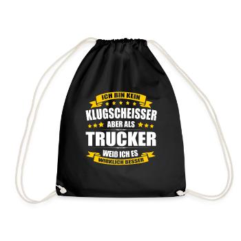 Ich Bin Kein Klugscheisser Trucker LKW-Fahrer LKW - Turnbeutel - Schwarz - Vorne