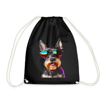 Zwergschnauzer Sonnenbrille Hund Lustig Tier Print - Turnbeutel - Schwarz - Vorne