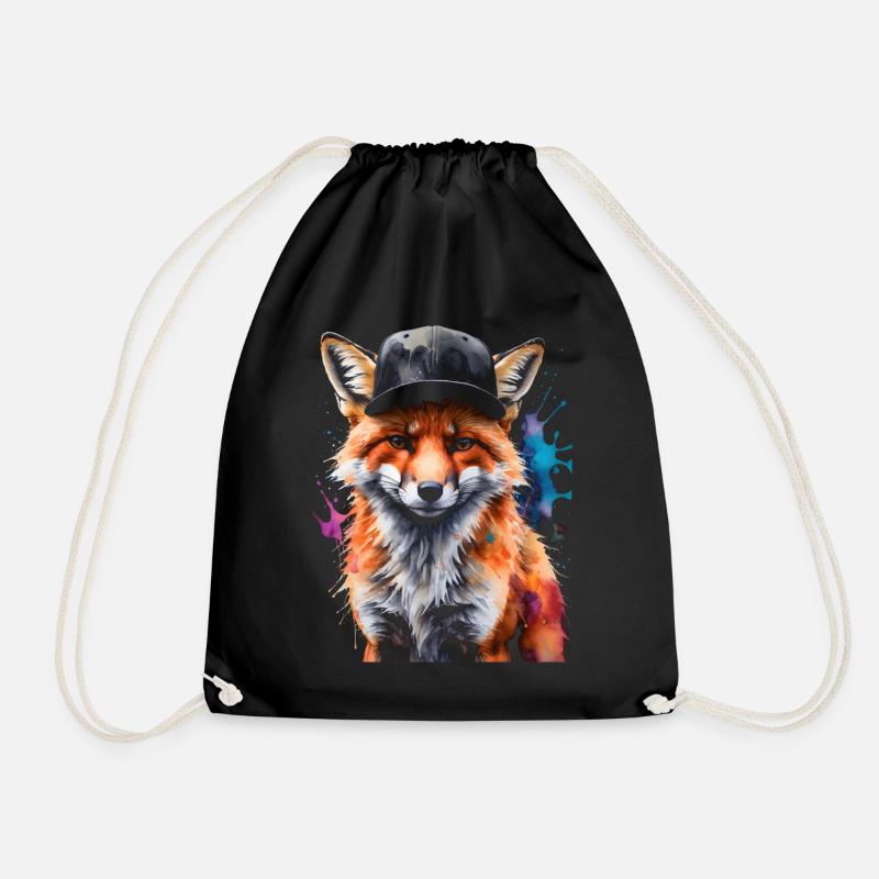 Fuchs Snapback Cap Cool Tier Design Print - Turnbeutel - Schwarz