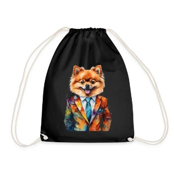Pomeranian Zwergspitz Anzug Hund Bunt Print - Turnbeutel - Schwarz - Vorne