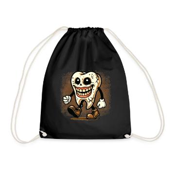 Halloween Dental Hygiene Funny Zombie Tooth - Drawstring Bag - black - Front