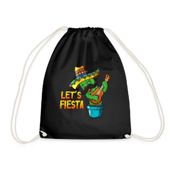 Ukulele Cactus Mexican Holiday Let's Fiesta - Drawstring Bag - black - Front