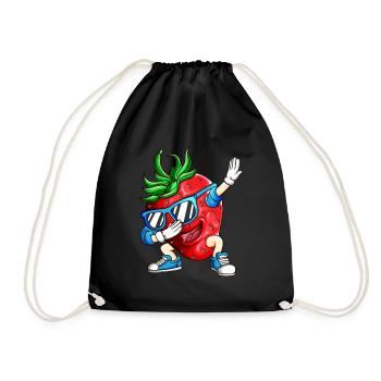 Erdbeere macht Dabbing Erdbeereis Tanz Shirt - Turnbeutel - Schwarz - Vorne