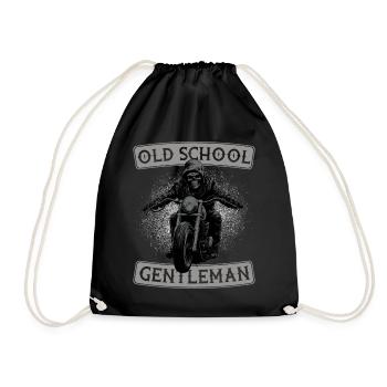 Motorrad Alter Mann Vintage Old School Gentleman - Turnbeutel - Schwarz - Vorne