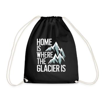 Island Souvenir: Home Is Where The Glacier Is - Turnbeutel - Schwarz - Vorne