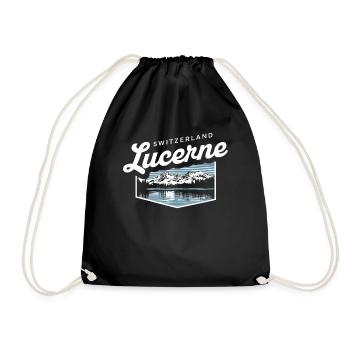 Switzerland Lucerne Souvenir Alpine Landscape - Drawstring Bag - black - Front