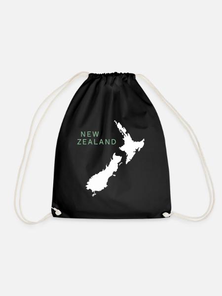 New Zealand Souvenir Karte Neuseeland - Turnbeutel - Schwarz