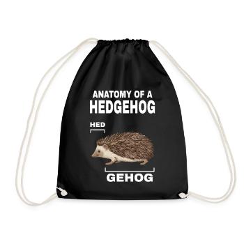 Anatomy of a hedgehog HED GEHOG hedgehog with cute - Drawstring Bag - black - Front