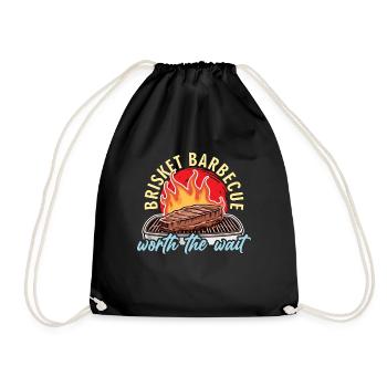 Brisket Barbecue Worth The Wait Grilled Meat Lover - Drawstring Bag - black - Front