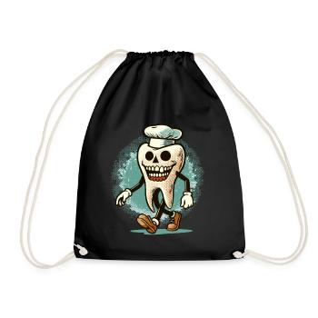 Halloween Dental Hygiene Funny Zombie Tooth - Drawstring Bag - black - Front