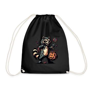 Undead Raccoon Funny Raccoon Lover - Drawstring Bag - black - Front