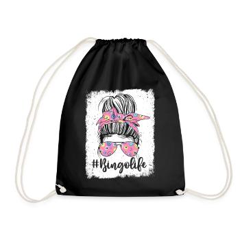 Bingo Life Messy Bun Drôle Loterie Jeux de hasard Bingo - Sac de sport léger - noir - Devant