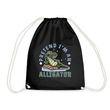Pretend I'm An Alligator - Drawstring Bag - black - Front