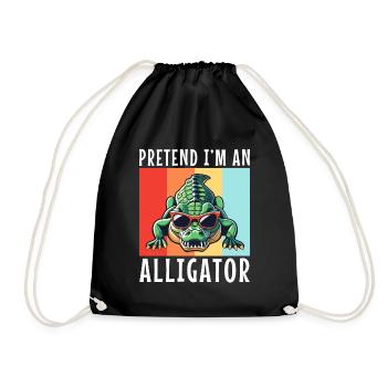 Pretend I'm An Alligator - Drawstring Bag - black - Front