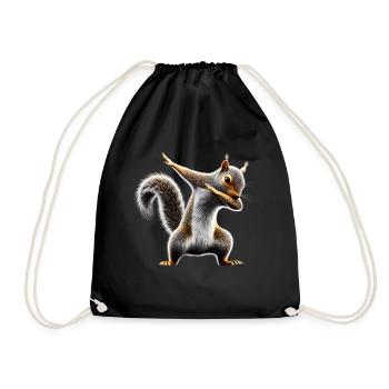 Funny Dabbing Squirrel Animal Lover Animals - Drawstring Bag - black - Front