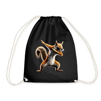 Funny Dabbing Squirrel Animal Lover Animals - Drawstring Bag - black - Front