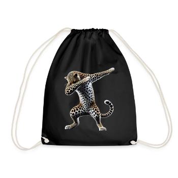 Funny Dabbing Leopard Animal Lover Animal Safari - Drawstring Bag - black - Front