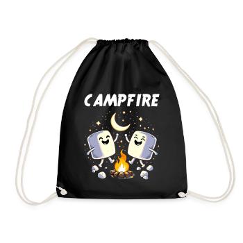 Camping Lagerfeuer Marshmallow Camper Lustig - Turnbeutel - Schwarz - Vorne