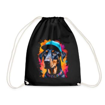 Doberman Snapback Cap Chien Drôle Design Imprimer - Sac de sport léger - noir - Devant