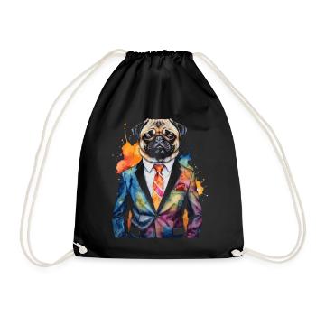 Carlin Costume Chien Coloré Drôle Animal Design Imprimer - Sac de sport léger - noir - Devant