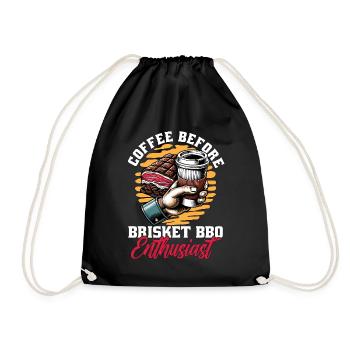 Brisket Barbecue Coffee Grilled Meat Coffee Lover - Drawstring Bag - black - Front