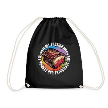 Brisket Barbeque My Passion My Brisket Meat Lover - Drawstring Bag - black - Front