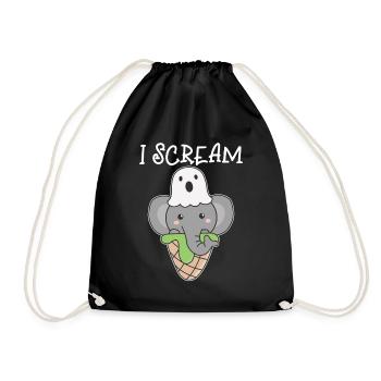 éléphant Halloween fantôme je crie crème glacée jeu de mots - Sac de sport léger - noir - Devant